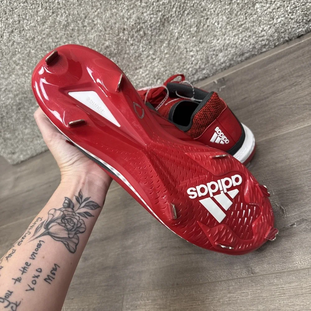Adidas Icon‎ Bounce Men's Size 13 Baseball Cleats Metal Red White NEW